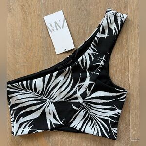Zara Black and White Palm Print crop top
